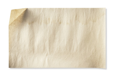 old paper texture has a fold at corner, with clipping path for background