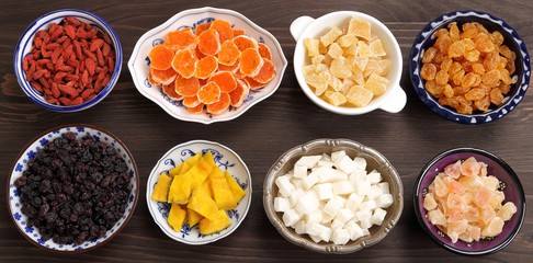 Dried fruits.
