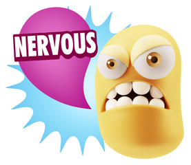 3d Illustration Angry Face Emoticon saying Nervous with Colorful