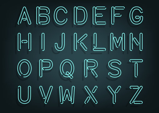 Glowing tube typeset with shadow. Vector.