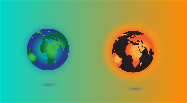 Global warming. This earth irradiation concept is an awesome depiction a worldwide energy disaster. Elements of this image furnished by NASA.Vector Illustration EPS10...