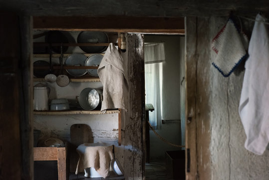 Inside of a old 1800 century house with kitchen utilities
