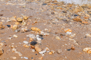 Stone beach and sea shore background