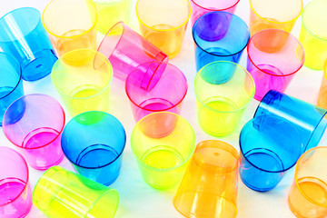 group of colored plastic glasses
