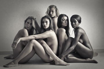 five nude women