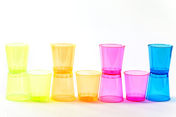 group of colored plastic glasses