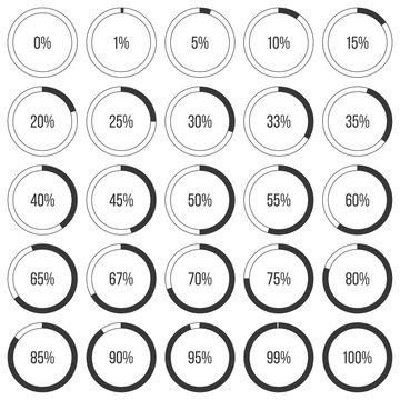 Set Of Pie Charts Or Donut Graph Diagram Icon In Varied Percentage For Graphic Info