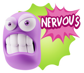 3d Illustration Angry Face Emoticon saying Nervous with Colorful