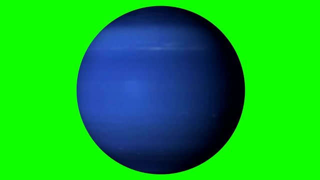 Neptune Rotating, The Neptune Spinning, Full Rotation, Seamless Loop - Realistic Planet Turning 360 Degrees on Solid Green Background
