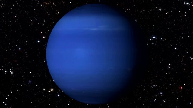 Neptune Rotating, The Neptune Spinning, Full Rotation, Seamless Loop - Realistic Planet Turning 360 Degrees on Moving Star Background