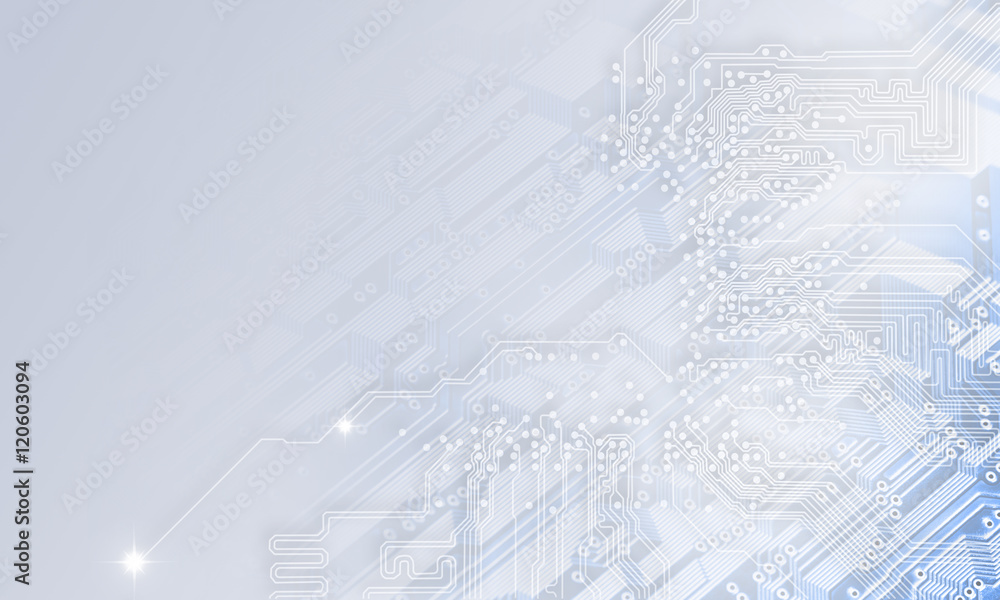 Sticker high technology concept, electronic circuit board close up.