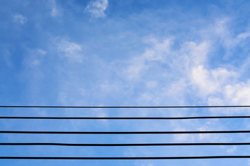 Fototapeta na wymiar Electric wire and beautiful sky