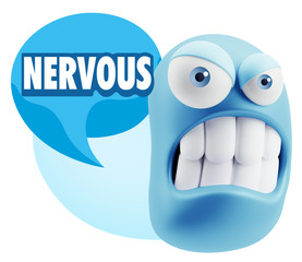 3d Illustration Angry Face Emoticon saying Nervous with Colorful