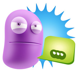 3d Illustration Angry Face Emoticon saying … with Colorful Spe