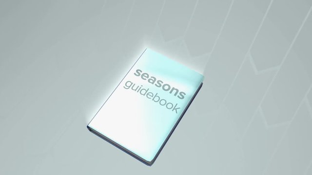 Computer generated, Seasons guidebook zoom in animation	