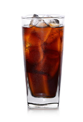 Fresh coke in glass isolated on a white