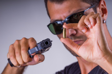 Man holding a handgun
