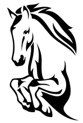 Horse jump black and white vector design