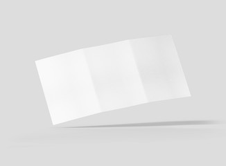 Photorealistic A4 Trifold Brochure Mockup on light grey background. 3D illustration. High Resolution Texture. Mockup template ready for your design. 