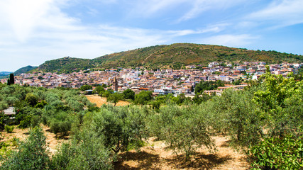 Fototapeta na wymiar view of Orani, a small Sardinian town, Italy