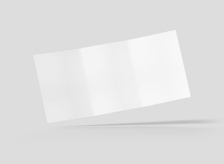 Photorealistic A4 Trifold Brochure Mockup on light grey background. 3D illustration. High Resolution Texture. Mockup template ready for your design. 