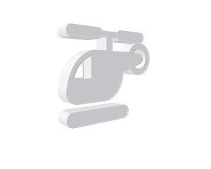 3D illustration grey helicopter isolated on white background. 3D rendering.