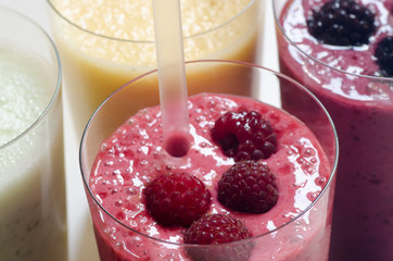fruit smoothie in glass