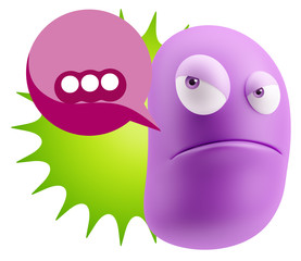 3d Illustration Angry Face Emoticon saying … with Colorful Spe