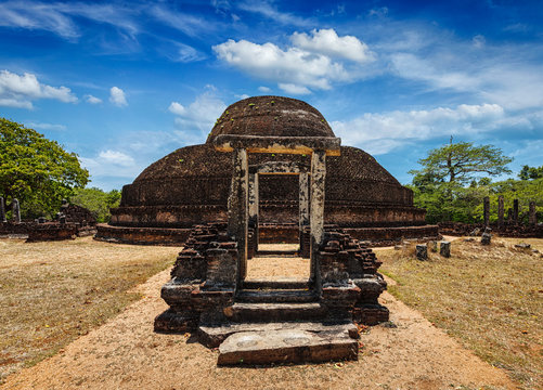 Ancient Buddhist dagoba (stupe) Pabula Vihara.  Sri Lanka