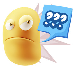 3d Illustration Angry Face Emoticon saying ??? with Colorful Spe