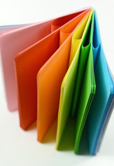 notebook with colored sheets