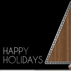 Fototapeta premium Albero Natale Happy Holidays acciaio e legno