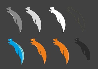 8 different color squirrels 