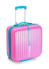 colorful suitcase on white background