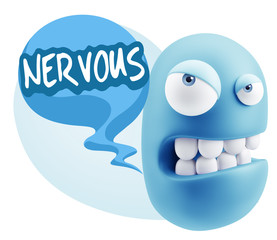3d Illustration Angry Face Emoticon saying Nervous with Colorful