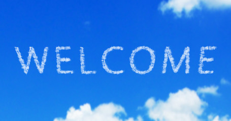 welcome cloud word on the blue sky