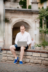 businessman freelancer working on his computer