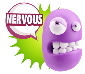 3d Illustration Angry Face Emoticon saying Nervous with Colorful