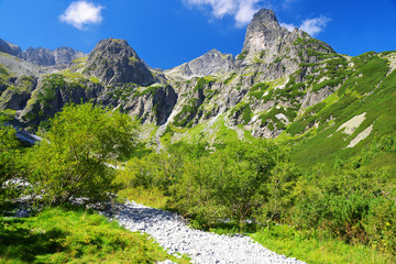 Fototapeta na wymiar Dolina Zeleneho plesa valley in High Tatra Mountains, Slovakia.