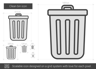 Clean bin line icon.