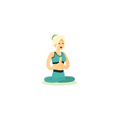 Girl posing pose yoga. Characters women exercises yoga, isolated on white background. People banner healthy lifestyle. Woman involved in sports, vector illustration