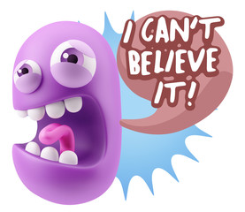Obraz premium 3d Illustration Angry Face Emoticon saying I Can't Believe It wi