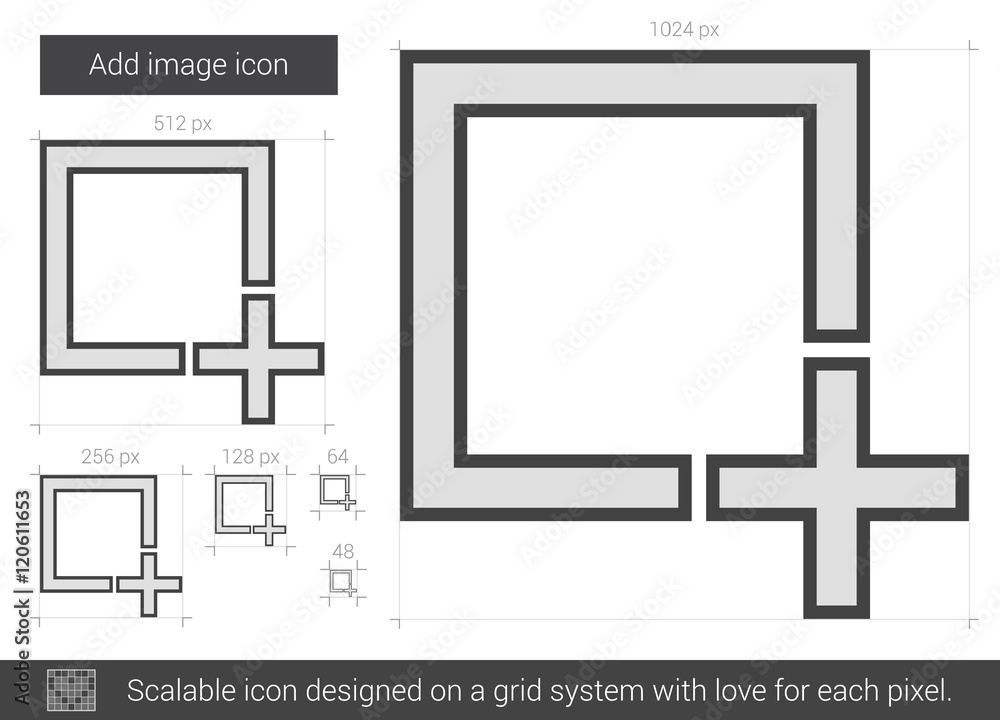 Poster add image line icon.