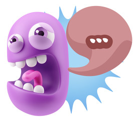3d Illustration Angry Face Emoticon saying … with Colorful Spe
