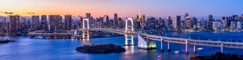 Abwaschbare Fototapete Tokio Panorama der Regenbogenbrücke in Tokio, Japan