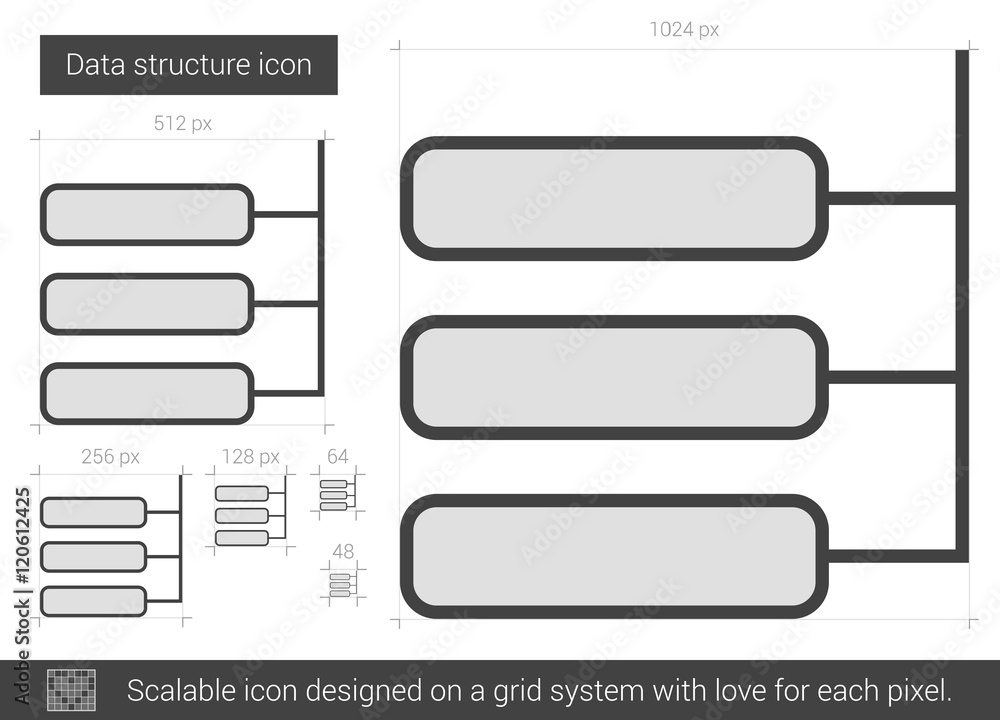 Poster data structure line icon.