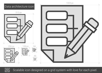 Data architecture line icon.