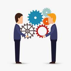 teamwork team persons gears design isolated vector illustration eps 10