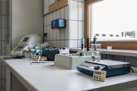 Laboratory equipment in lab of sewage treatment plant