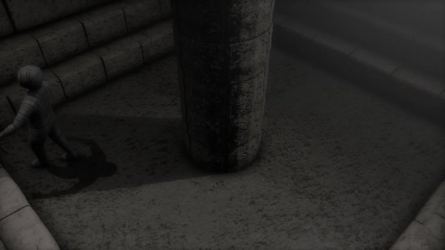 Computer generated, A mummy trapped in underground chamber	
